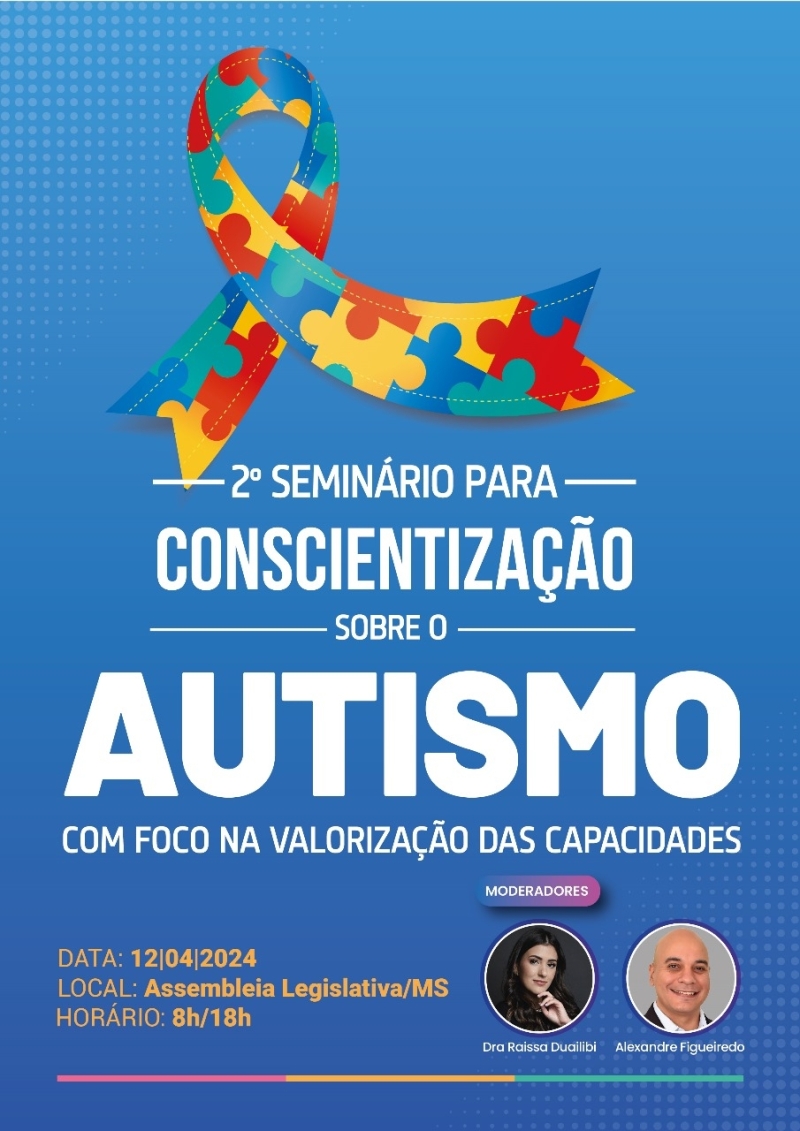 Seminário para conscientização sobre o autismo acontece nesta sexta-feira (12) na ALEMS