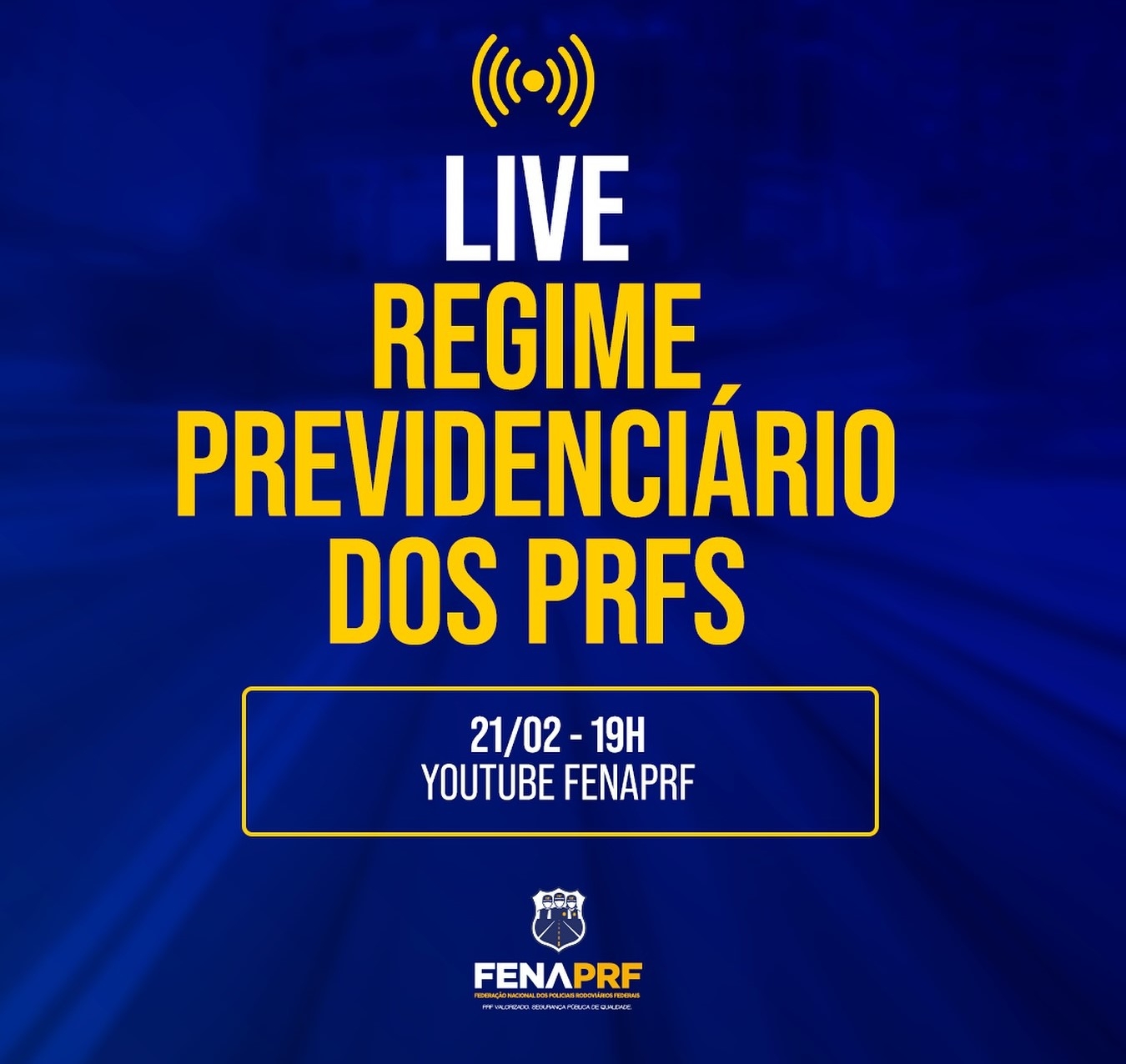 Live discute regime previdenciário dos PRFs nesta quarta (21)